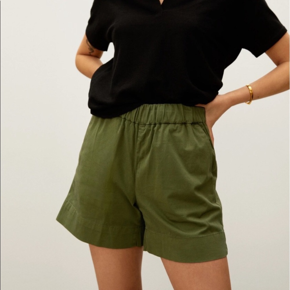 Everlane The Easy Short Olive Green Size 12 High Waisted Pull On Shorts